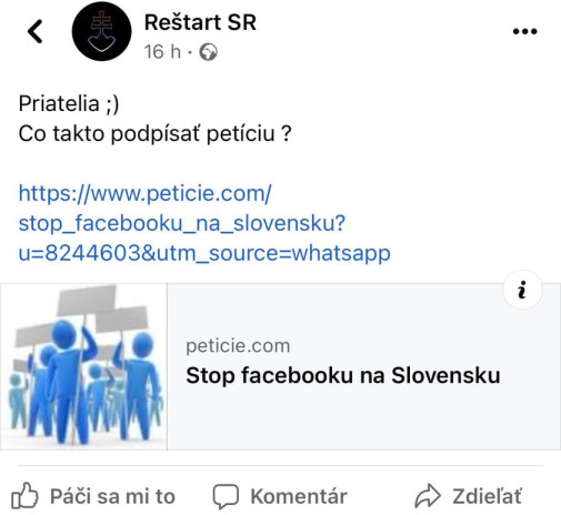 Dezolé logika.  Petícia za zrušenie FB na FB.